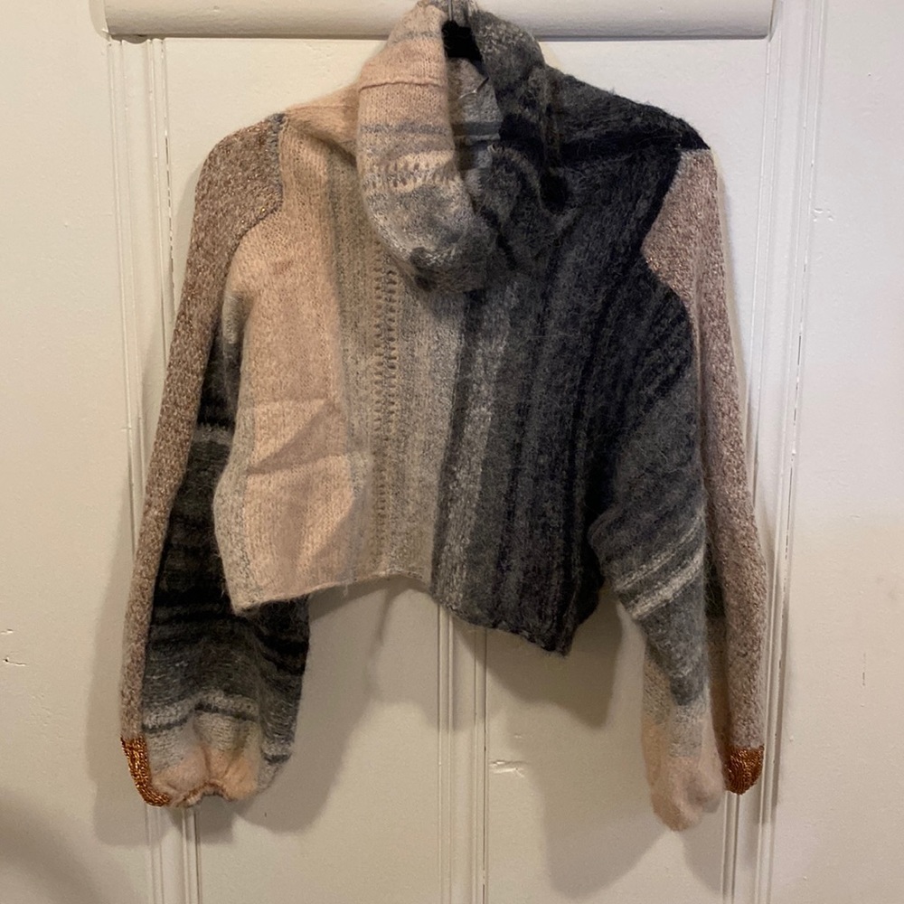 Free People Cloud Kicker Cropped Cowl Neck Sweater